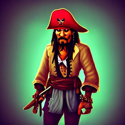 Prompt: Pirate Jack Sparrow, digital monkey island pixel art, artstation