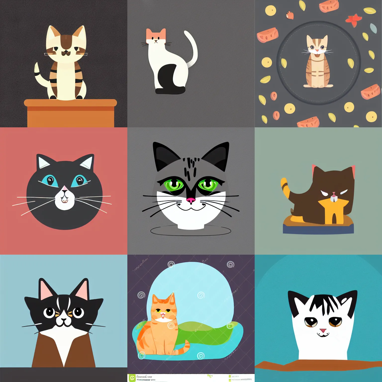 Prompt: a flat design vector illustration of an adorable cat that is on a plateau