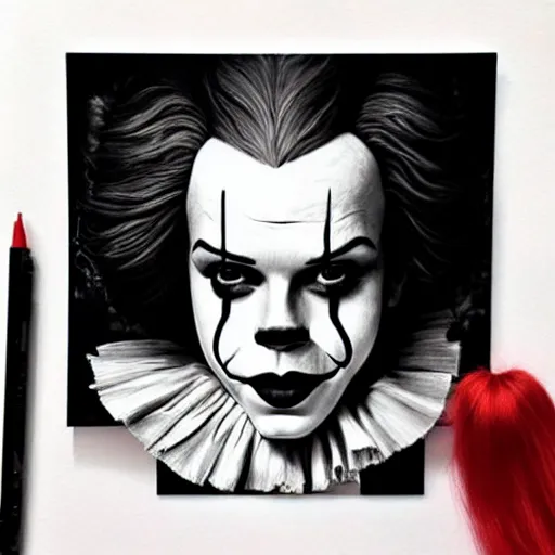 Image similar to emma watson as pennywise the clown, realistic, intricate, elegant, art by artgerm and wlop