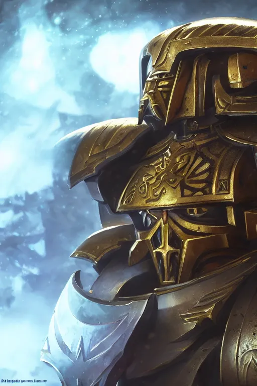 Image similar to armor portrait heros warhammer 4 0 k horus heresy fanart - the primarchs emperor by johannes helgeson animated with vfx concept artist & illustrator global illumination ray tracing hdr fanart arstation zbrush central hardmesh 8 k octane renderer comics stylized