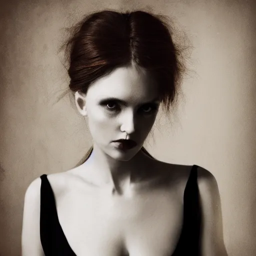 Prompt: a portrait of female model by anka zhuravleva and peter kemp, dark beauty, photorealistic, canon r 3,