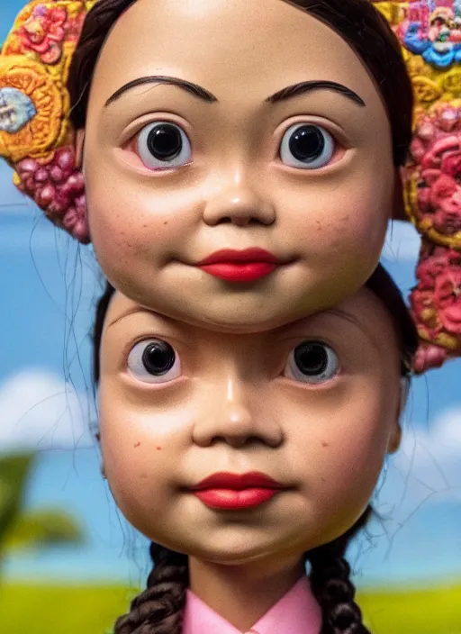 Prompt: closeup face profile portrait of tin toy greta thunberg wearing a bikini, depth of field, zeiss lens, detailed, symmetrical, centered, fashion photoshoot, by nicoletta ceccoli, mark ryden, lostfish, breathtaking, 8 k resolution, extremely detailed, beautiful, establishing shot, artistic, hyperrealistic, octane render