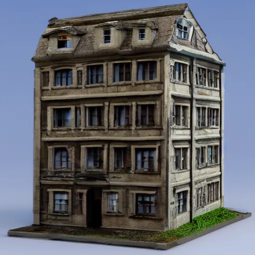 Prompt: a building , miniature, diorama , 3d render