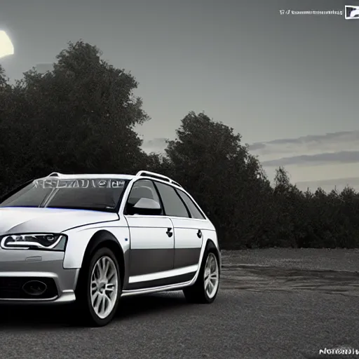 Image similar to audi a 4 quattro allroad ray - tracing render, unreal engine, 3 d, atmospheric light, godrays, award - winning, maya, blender