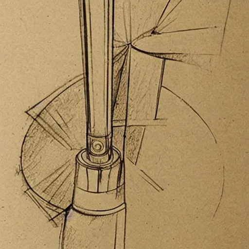 Prompt: technical drawing of a lightsaber from Leonardo da Vinci