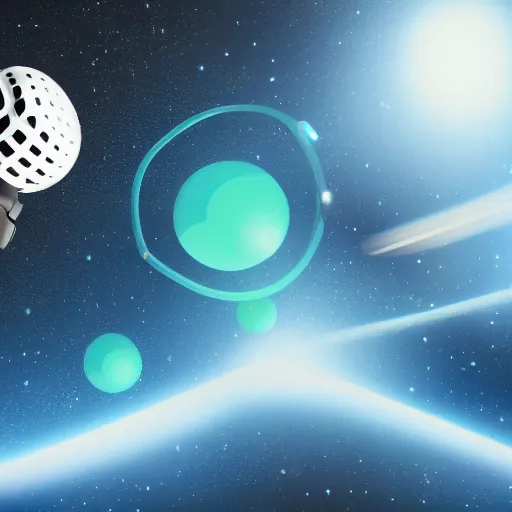 Image similar to microphone floating in space concept art