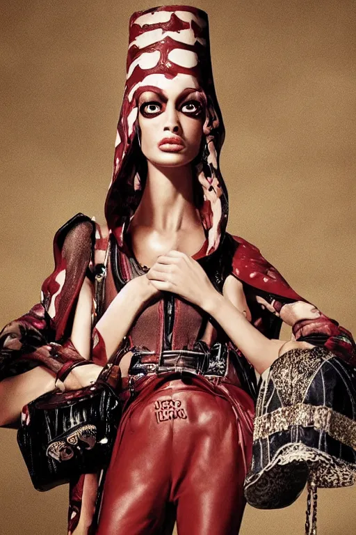 Image similar to dolce & gabbana campaign featuring jar jar binks as a female cowgirl, long eyeslashes, huge juicy lips, big seductive eyes, shot by mario testino, realistic vfx simulation