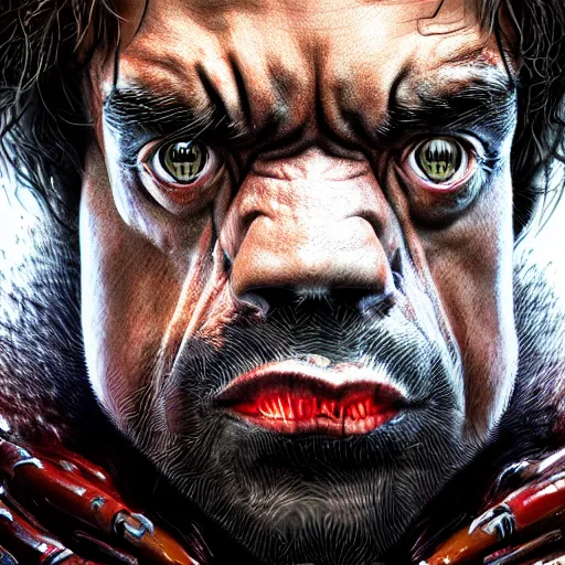 Prompt: peter dinklage as the predator digital painting, extremely detailed, 4 k, intricate, brush strokes, mark arian, artgerm, bastien lecouffe - deharme