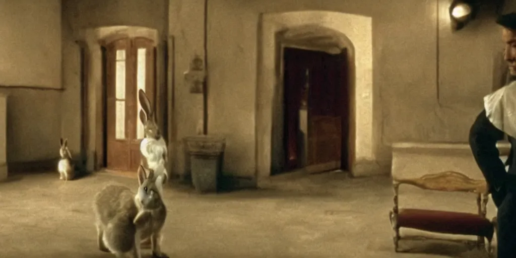 Image similar to a rabbit in the movie cinema paradiso, screenshot