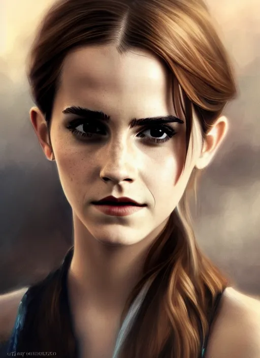 Image similar to high angle photo of emma watson in the style of stefan kostic, realistic, sharp focus, 8 k high definition, insanely detailed, intricate, elegant, art by stanley lau and artgerm