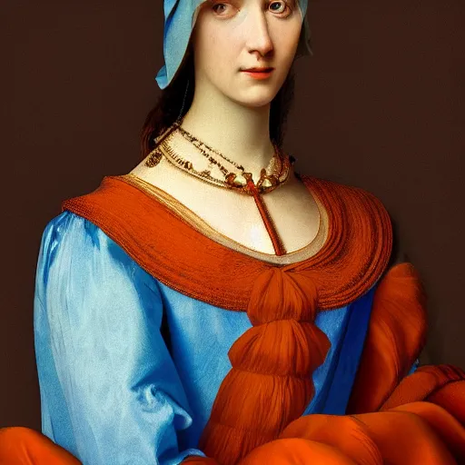 Prompt: a show design by leonardo davinci design by balenciaga ,silk ,,pastel colours blue orange and red ,white background ,hyper realistic,highly detailed,fashion design, baroque, matte painting, concept art, hdri, 4k -