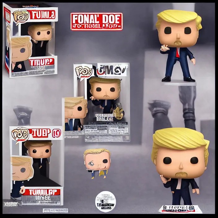 Prompt: Donald Trump, Funko Pop of Donald Trump, Figurine, Fantasy, Product Photo