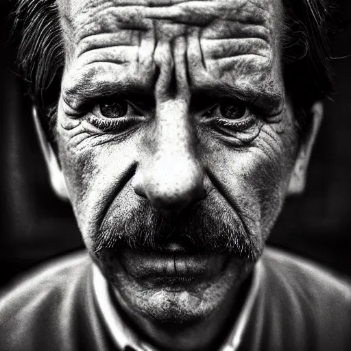 Image similar to portrait of 40-year-old Ned Flanders in the style of Lee Jeffries, award-winning, detailed, 82 mm sigma art, close up