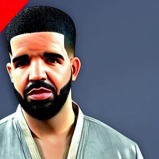 Image similar to drake the rapper wearing a kurta, hindu kovil background, extremely realistic, drake's face