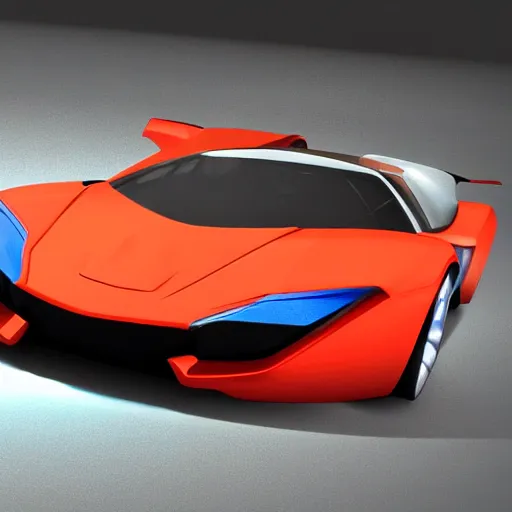 Prompt: render of futuristic supercar, realistic, detailed