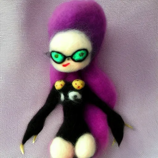 Prompt: a needle felted bayonetta, needle felting art.