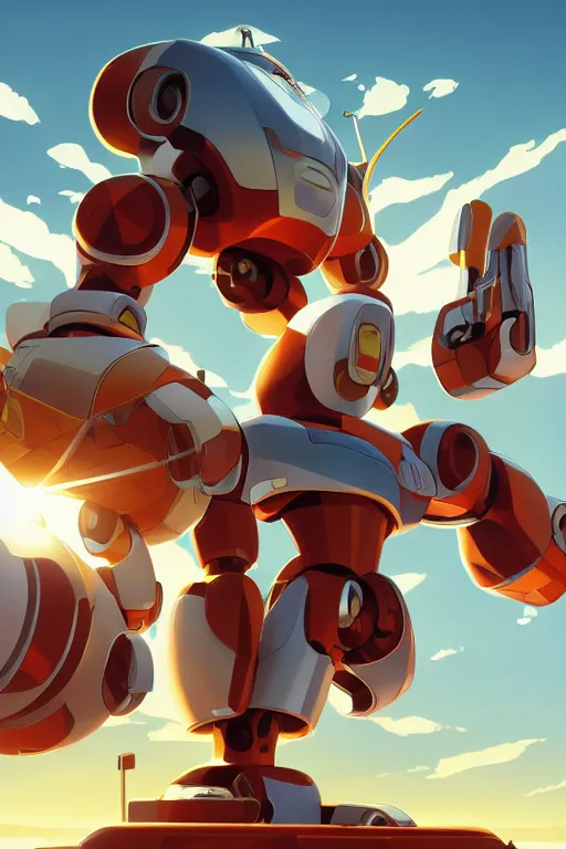 Image similar to metabots medabots medarotto medarot robot minimalist comics, behance hd by jesper ejsing, by rhads, makoto shinkai and lois van baarle, ilya kuvshinov, rossdraws global illumination ray tracing hdr radiating a glowing aura