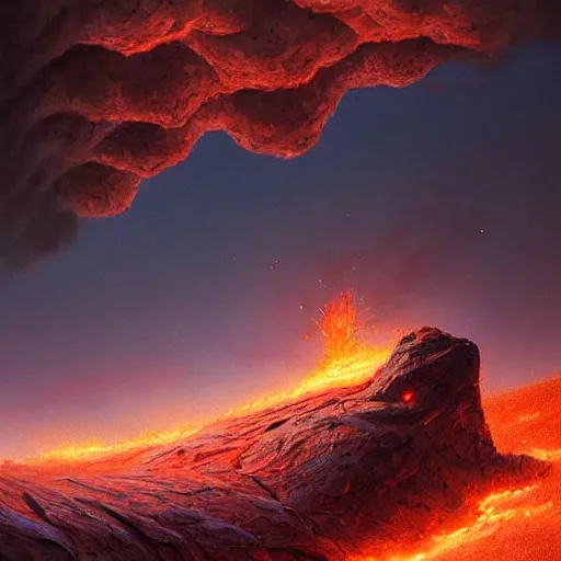 Image similar to A digital painting of a meteorite made of an insect hive burning up in the atmosphere, Wayne Barlowe Greg Rutkowski Jessica Rossier