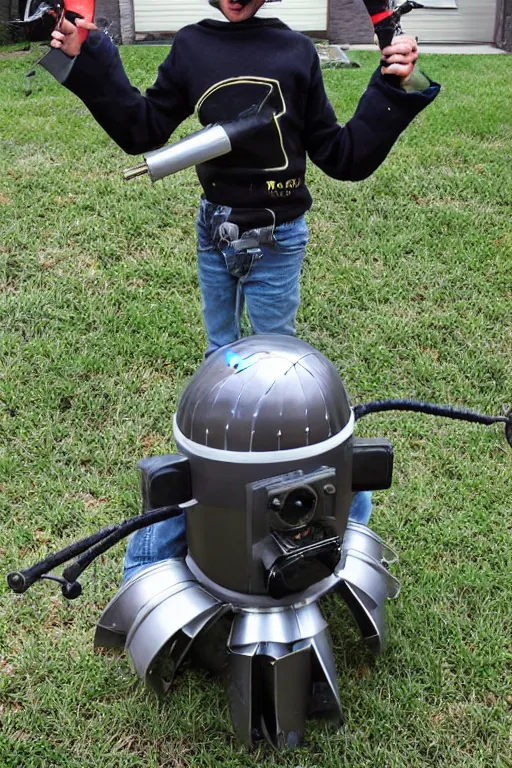 Prompt: A Spaceballs-branded flamethrower (the kids love this one)