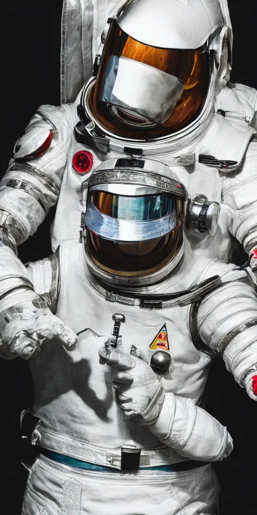 Prompt: photography of space suits for knight templars, heroic posing, photo shoot, by annie leibovitz, sigma 85mm 1.4, glows, sharp, high contrast