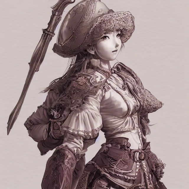 Prompt: the portrait of neutral good colorful female cleric bard as absurdly beautiful, gorgeous, elegant, realistic skinny gravure idol, an ultrafine hyperdetailed illustration by kim jung gi, irakli nadar, intricate linework, sharp focus, bright colors, octopath traveler, final fantasy, unreal engine 5 highly rendered, global illumination, radiant light, detailed and intricate environment