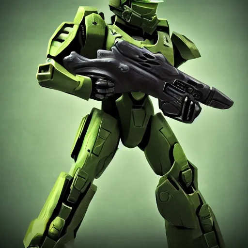 Prompt: master chief in the style of spawn