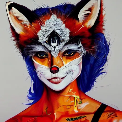 Image similar to portrait of a royal fox by Sandra Chevrier, trending on Artstation