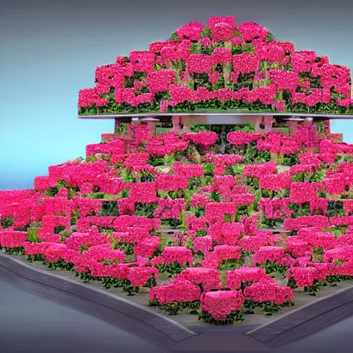Image similar to a futuristic city made out of roses