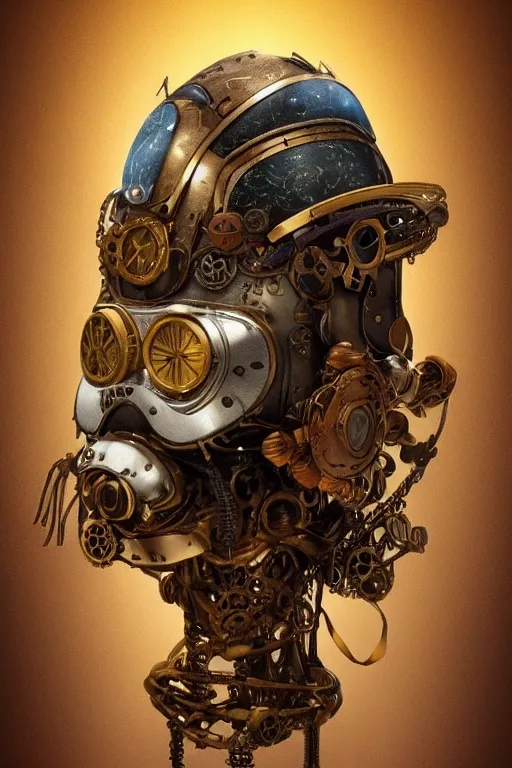 Image similar to steampunk helmet fantasy art mask robot ninja stylized digital illustration sharp focus, elegant intricate digital painting artstation concept art global illumination ray tracing advanced technology chaykin howard and campionpascale and cooke darwyn and davis jack