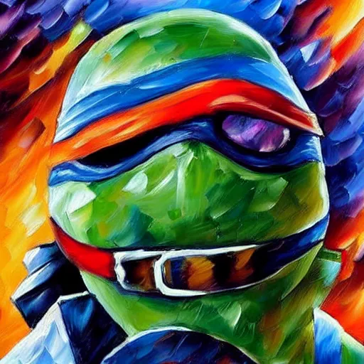 Image similar to tmnt in style of leonid afremov,