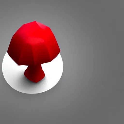 Image similar to Matte 3d low poly icon of a red mushroom, lat lighting, isometric perspective on pure white background, soft shadows, 3d render,