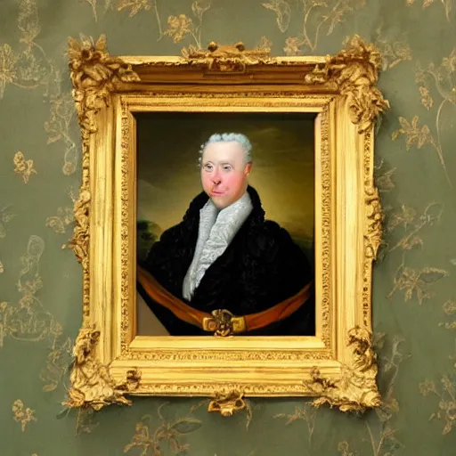 Image similar to french emperor cookie monster, 18th century painting