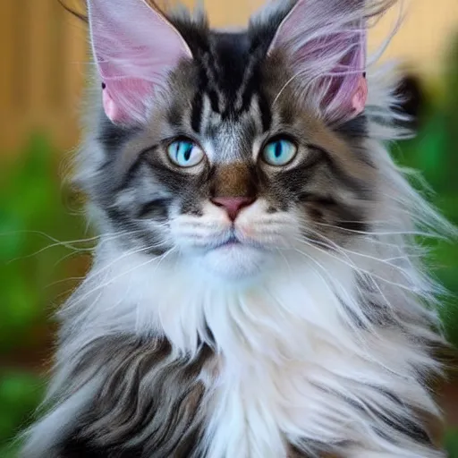 Prompt: maine coon balinese hybrid