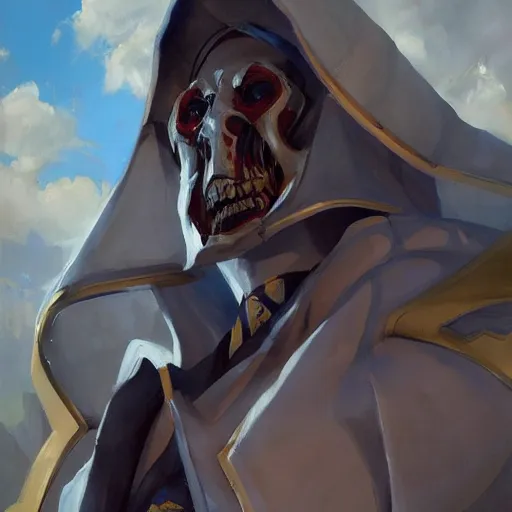 Prompt: greg manchess portrait painting of ainz ooal gown as overwatch character, medium shot, asymmetrical, profile picture, organic painting, sunny day, matte painting, bold shapes, hard edges, street art, trending on artstation, by huang guangjian and gil elvgren and sachin teng