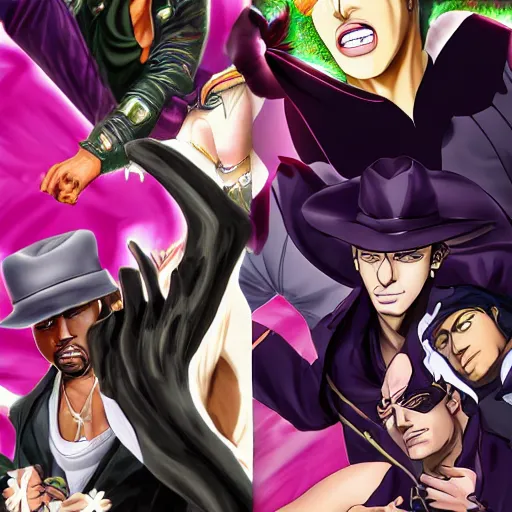 jojo's bizarre adventure, jotaro kujo, kakyoin, Stable Diffusion