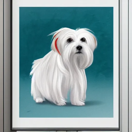 Image similar to a maltese terrier, concept art by yulia zhuchkova, lord raven art print,