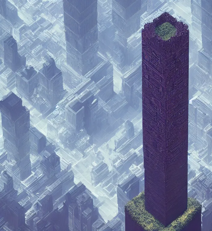 Image similar to beautiful isometric fractal totem in hong kong, shot from drone, trending on artstation art by zdzislaw beksinski, highly detailed, cg society contest winner