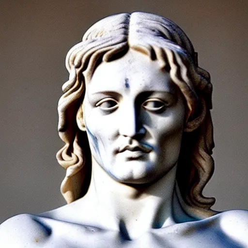 Prompt: johnny depp as a greek marble statue