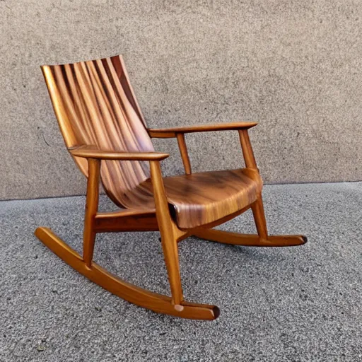 Image similar to a beautiful modern light wood rocking chair | detailed furniture | handmade minimalistic chair / dining chair / modern / mid century modern / hardwood / lounge