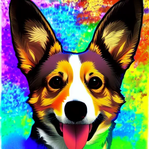 Prompt: corgi digital art by joshua davis, colorful, highly detailed