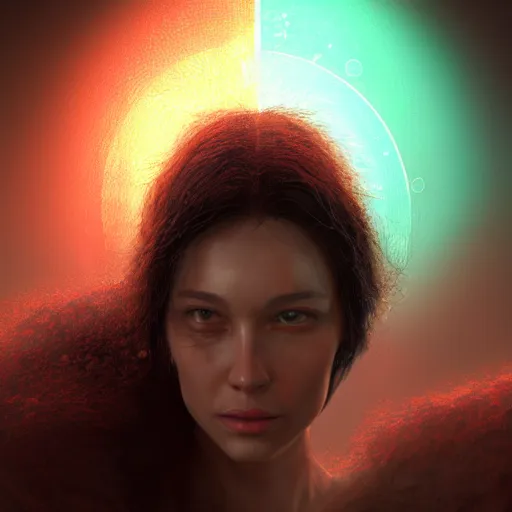 Image similar to I've discovered life, scientist, ecstatic, infinite power, manic, perfect eyes, full body shot, portrait, energized face, noble, transformation, vivid colors, elegant, concept art, sharp focus, digital art, Hyper-realistic, 4K, Unreal Engine, Highly Detailed, HD, Dramatic Lighting by Brom, trending on Artstation