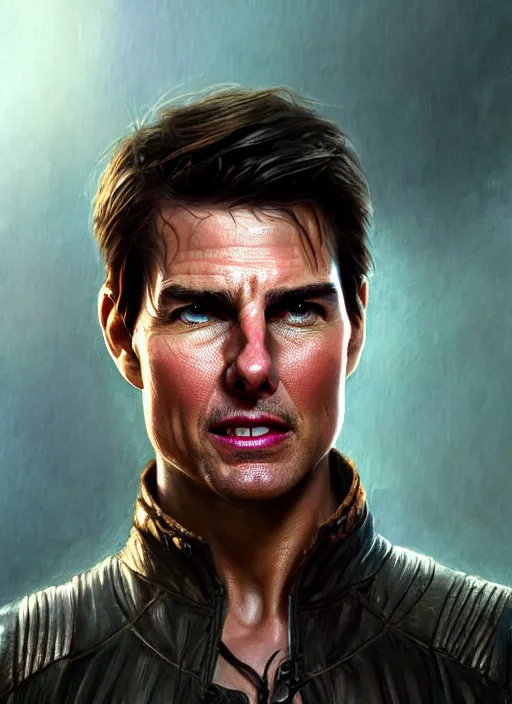 Image similar to tom cruise as oscar diggs, intricate, d & d, fantasy, art nouveau, digital painting, trending on artstation, sharp focus, wide shot, illustration, global illumination, ray tracing, art by artgerm and greg rutkowski and ruan jia