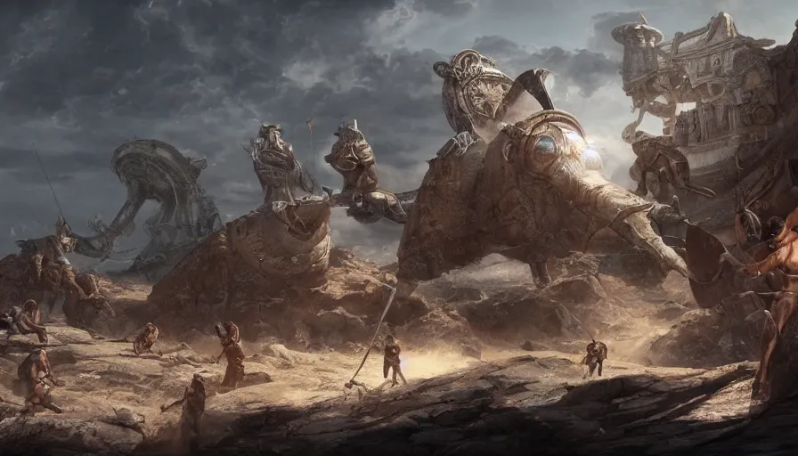 Image similar to Roman gladiators finding an ancient alien ship, hyperdetailed, artstation, cgsociety, 8k
