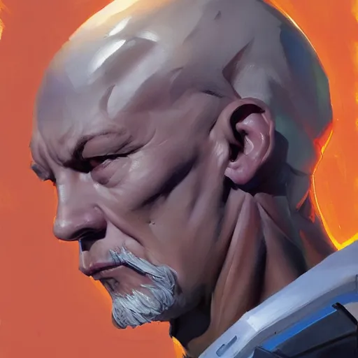 Prompt: Greg Manchess portrait painting of Professor X as Overwatch character, medium shot, asymmetrical, profile picture, Organic Painting, sunny day, Matte Painting, bold shapes, hard edges, street art, trending on artstation, by Huang Guangjian and Gil Elvgren and Sachin Teng