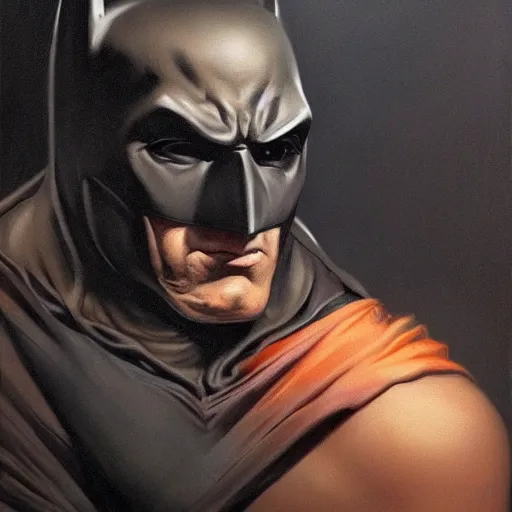 Image similar to an ultra - realistic portrait painting of batman in the style of frank frazetta. 4 k. ultra - realistic. highly detailed. dark fantasy. dark lighting.