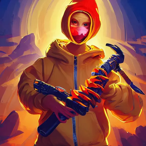 Image similar to Angel cherub ski mask orange hoodie, golden necklace fantasy art apex fortnite Video game icon, 2d game art gta5 cover , official fanart behance hd artstation by Jesper Ejsing, by RHADS, Makoto Shinkai and Lois van baarle, ilya kuvshinov, rossdraws