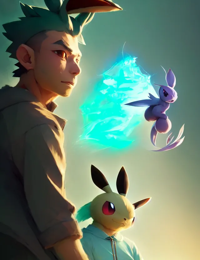 Image similar to a beautiful portrait of a male pokemon trainer. character design by cory loftis, fenghua zhong, ryohei hase, ismail inceoglu and ruan jia. artstation, volumetric light, detailed, photorealistic, fantasy, rendered in octane