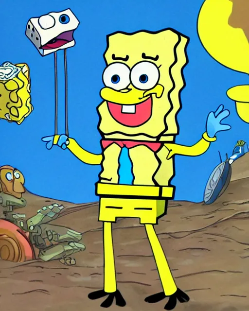 Image similar to Spongebob in a mech suit