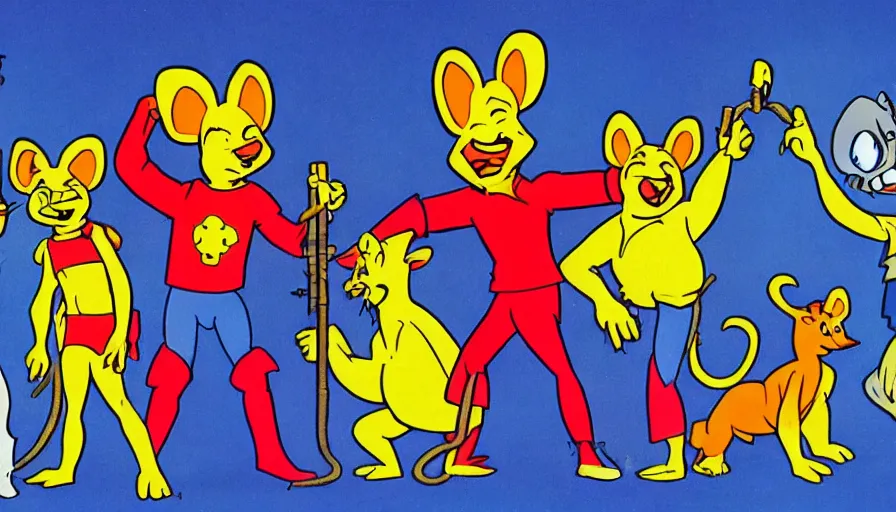 Prompt: 80s cartoon about radioactive mutant rats.