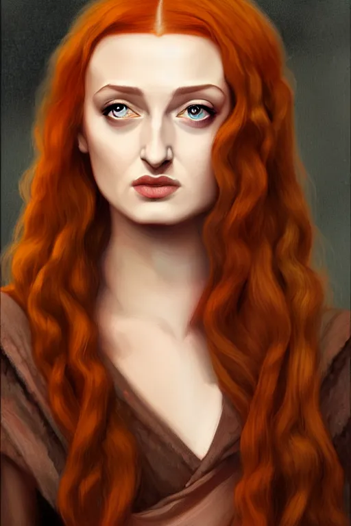 Image similar to sansa, painting by rossetti, detailed art, artstation